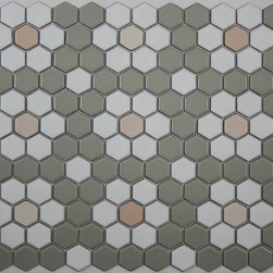 Repeating Rosette & Dot Hex Tile Pattern Made to Order at MosaicTile.com - Mosaic Tile