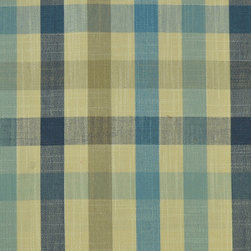 Paroo Cotton Blend Middle Check Curtains & Drapes Upholstery Fabric in Bondi blu - Upholstery Fabric