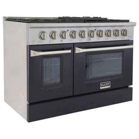 Kucht Professional 48" Stainless Steel Natural Gas Range in Silver and Black