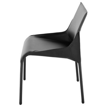 Leather Dining Chair, Modern Dining Chair, Armless Side Chair, Black