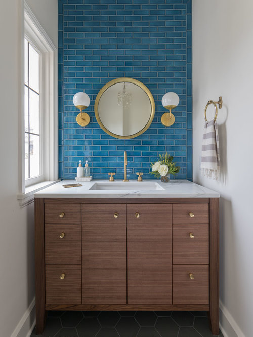 75 Most Popular Traditional Cloakroom with Blue Tiles Design Ideas for ...