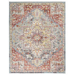 Nourison - Nourison Juniper 7'10" x 9'10" Blue/Multicolor Vintage Indoor Area Rug - This classic center medallion Juniper area rug reflects Persian design traditions in a fresh and modern look. Its soft blue and transitional multi-color tones are superbly versatile for decorating styles from traditional to contemporary, eclectic, or modern farmhouse. Designed for living in low-shed, low pile, easy-care fibers.