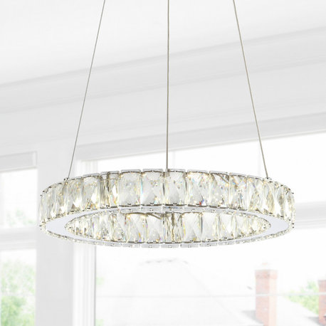 Reese 15.7" Adjustable Integrated LED Chandelier Pendant, Chrome