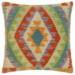 Bareens Designer Rugs - Rustic Turkish Best Hand Woven Kilim Pillow - Embellish your home with this timeless casual chic handmade Southwestern Kilim throw pillow covers made with wool and cotton. Constructed on a loom by Nomad Turkman people with hand spun wool and Natural Vegetable dyes these beautiful Kilim pillow covers are known for their beautiful repetitive geometrical, naturalistic floral and traditional patterns yet still giving it a moden look. Masterfully artisan-crafted on traditional Kilim looms with a contemporary fashion palette producing bold intricate sharp patterns making them a standout piece in any decor.