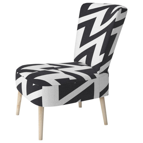 Black Retro Vintage Chevron Chair, Side Chair