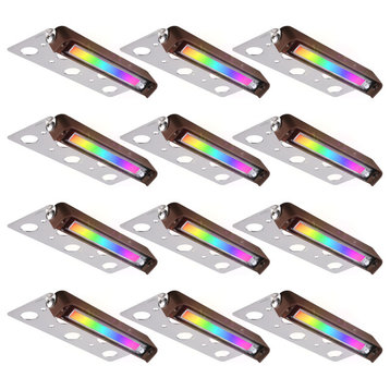 12-Pack 7"LED RGB Hardscape Lights, 270 degree Swivel Retaining Wall Lighting