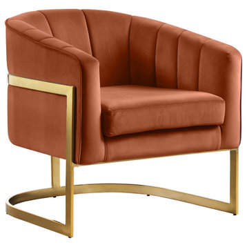 Carter Velvet Upholstered Accent Chair, Cognac