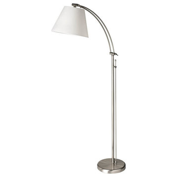 Hempstead Adjustable Steel Floor Lamp, Satin Chrome and White