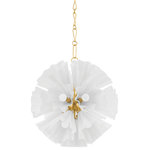 Hudson Valley Lighting - Capri 22 Light Chandelier - Capri is a beautifully botanical take on the sputnik silhouette. Wavy, floral-like shades of opal glossy glass sprout from a center orb to give the piece a natural, ruffled effect. This large-scale chandelier fills the entire space with a warm, tranquil glow.