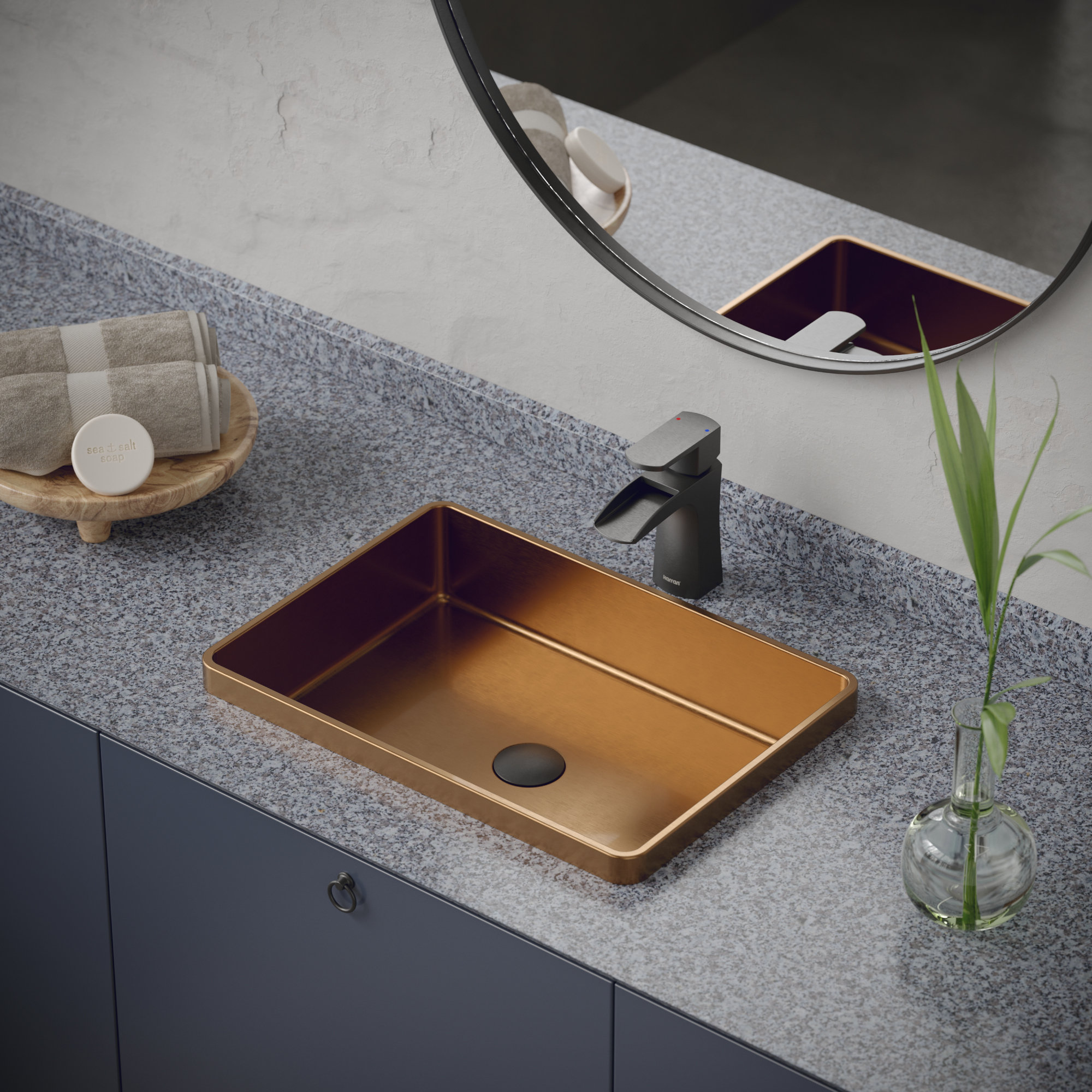 Karran KBF440 1-Hole 1-Handle Basin Faucet With Pop-up Drain, Gunmetal Grey