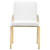 Nika Dining Chair, Seat: Matte White, Frame: Brushed Gold
