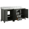 Winslow Gray Bathroom Vanity With Marble Counter, 72"