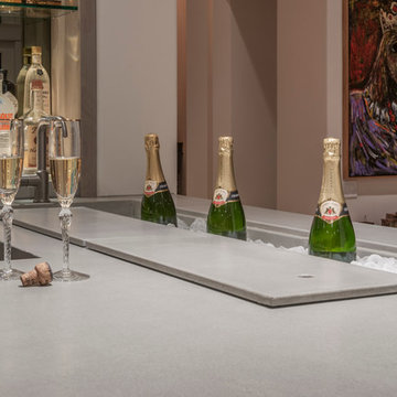 Residential Concrete Bar with Integrated Champagne Trough and Sink