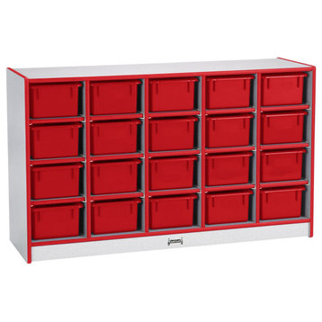 Rainbow Accents 20 Cubbie-Tray Mobile Storage - with Trays - Red