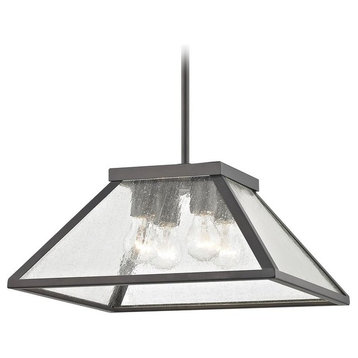 Industrial Pendant Light in Bronze with Tapered Square Glass