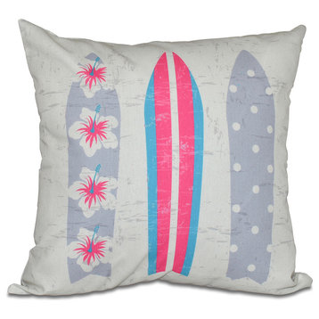 Triple Surf, Geometric Print Pillow, Pink, 18"x18"