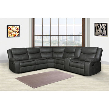 Arlington Leather Air Reclining Sofa Sectional, Gray