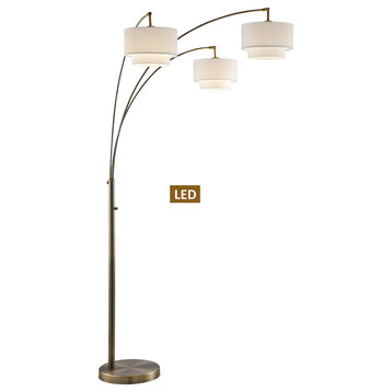 Lumiere III 83" LED Double Shade Arched Floor Lamp With Dimmer
