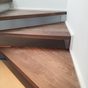Custom walnut stairs & wet bar Soho- New York, NY
