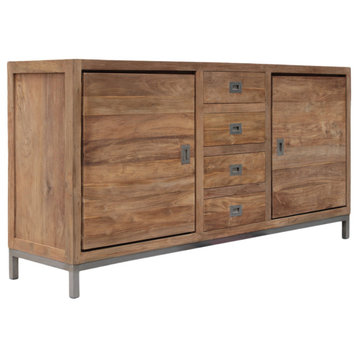 Recycled Teak Wood Alicante Bathroom Linen Cabinet With 4 Drawers and 2 Doors