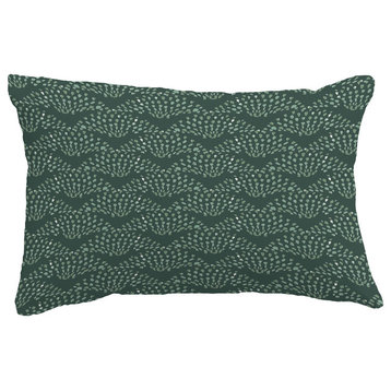Fan Dance Geometric Print Throw Pillow With Linen Texture, Green, 14"x20"