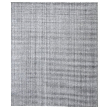 Modern Hand Made Wool Rug, Gray, 8'x10'