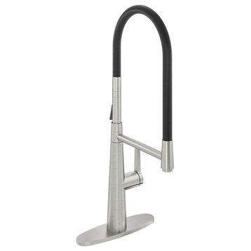 Single-Handle Standard Kitchen Faucet with Fast Mount and Deck Plate, Brushed Nickel