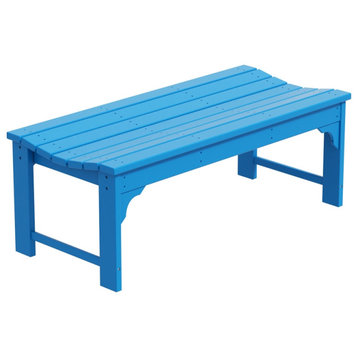 Ellendale Poly Plastic Backless Adirondack Bench in Pacific Blue