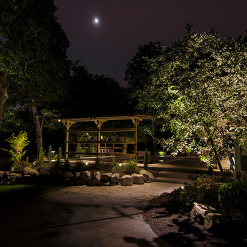 Back yard pool and arbors