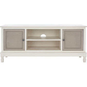 Ryder Media Stand, Dist White W, Greige Drawers