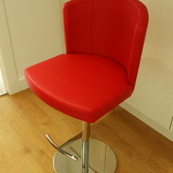 Side View of Doris S Bar Stool in Lipstick Red Leather - Bar Stools and Kitchen Stools