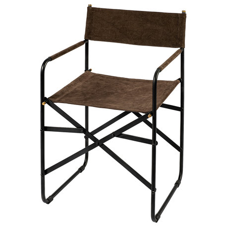 Direttore Brown-Gray Suede With Black Metal Folding Frame Dining Chair