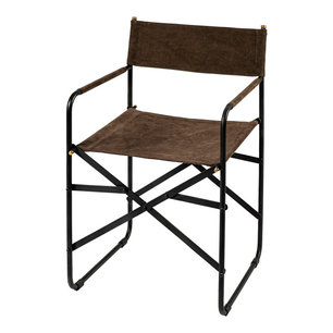 Direttore Black Iron Frame Brown Leather Dining Chair
