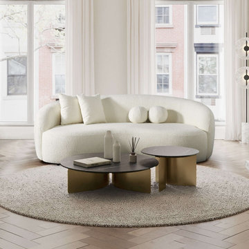 Drake Japandi Style Curvy Boucle 3 Seater Living Room Sofa