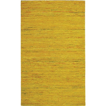 Yellow Sari Silk Area Rug, 5x8