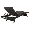 GDF Studio Olivia Outdoor 3-Piece Wicker Adjustable Armed Chaise Lounge Set