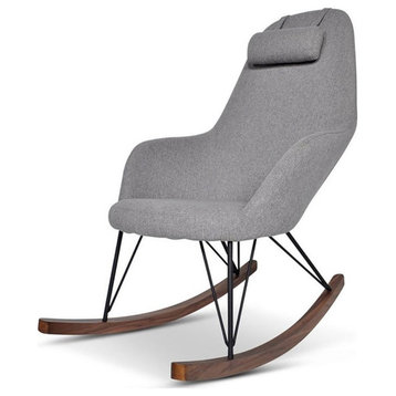 Pemberly Row Mid-Century Modern Tight Back Fabric Rocking Chair in Gray