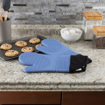 Silicone Oven Mitts XL Long Professional Quality Heat Resistant Quilted Lining