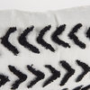 Kimia White and Black Herringbone Fabric With Fringed Decorative Pillow Cover
