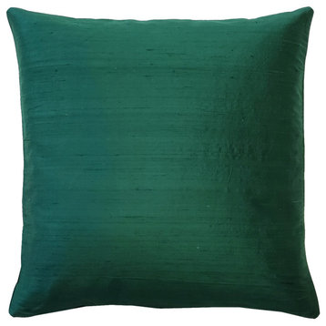Pillow Decor Sankara Silk Throw Pillows 16"x16", Forest Green