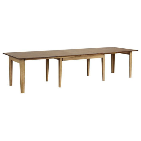 Brook Farmhouse 62-134" Long Rectangle Extendable Dining Table 2-Tone Brown Wood