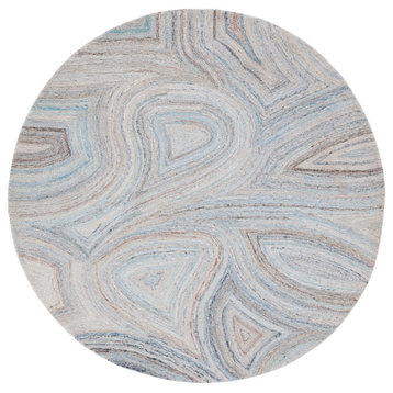 Safavieh Abstract Collection ABT147 Rug, Beige/Blue, 6' X 6' Round