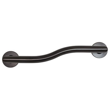 Modern Wave Shaped Grab Bar, Oil Rubbed Bronze, 14 Inch, Left Hand