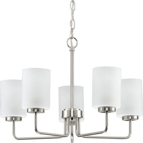 Merry 5-Light Etched Glass Transitional Chandelier Light, Brushed Nickel