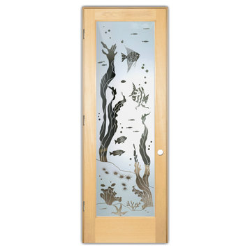 Interior Prehung Door or Interior Slab Door - Aquarium Fish - Maple - 30" x...
