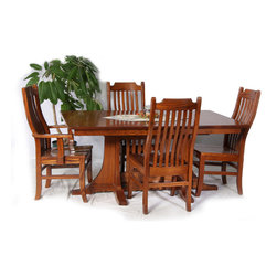 mission trestle table, mission chairs - Furniture
