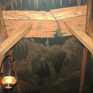 Mine Shaft Mural down stairway to lower level by Tom Taylor of Wow Effects