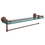 Allied Brass - Wavwely Place Paper Towel Holder with 22" Gallery Glass Shelf, Antique Copper - Maximize space and efficiency with this beautiful glass shelf and paper towel holder combination. Gallery rail will keep your items secure while the integrated paper towel holder provides a creative space for your roll. Made of solid brass and tempered