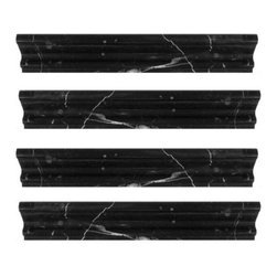Polished Nero Marquina Black Marble Crown Molding - Home Accessories & Decor