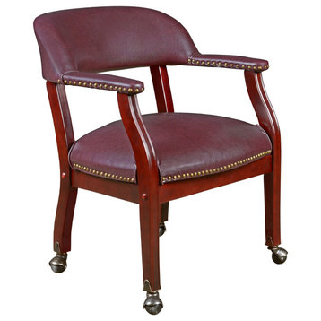 Ivy League Captain Chair with Casters- Burgundy